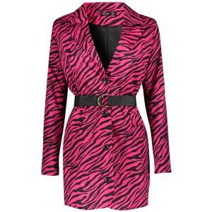 Nasty Gal Collection Zebra Print Hot Pink 80s Style Blazer Jacket Mini Dress 8